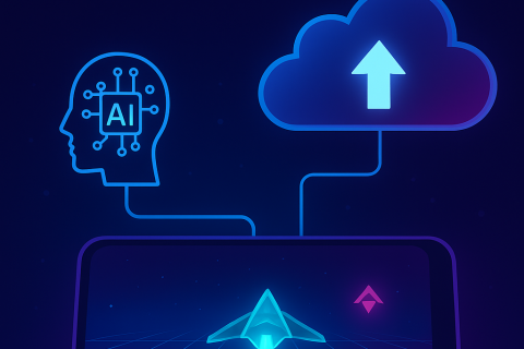 AI mobile gaming 2025 concept showing cloud gaming and futuristic smartphone gameplay